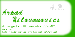 arpad milovanovics business card